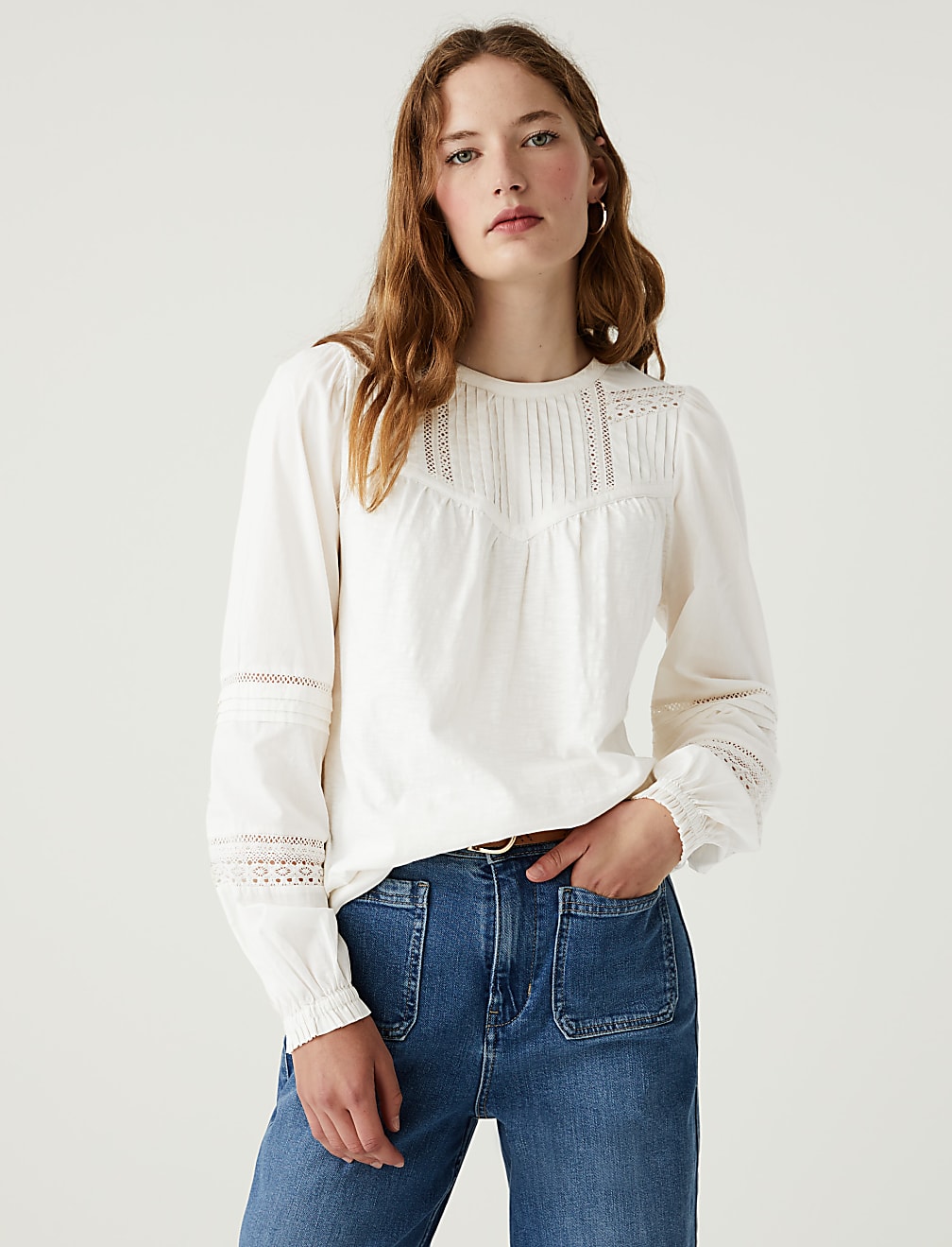 Jersey Round Neck Long Sleeve Top