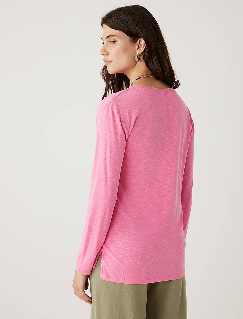 Modal Rich V-Neck Long Sleeve Longline Top