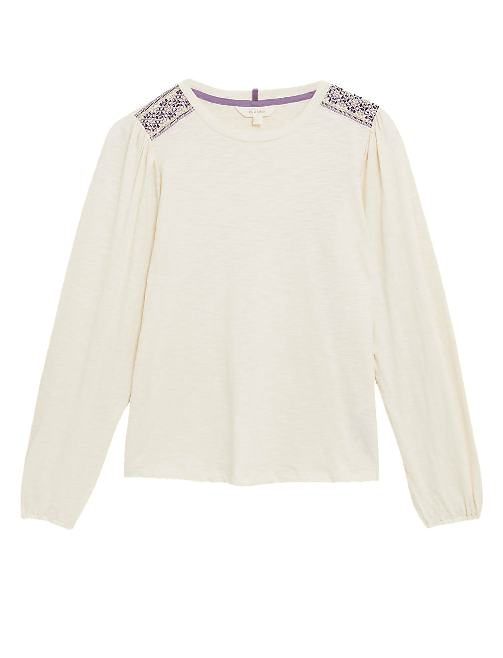 Pure Cotton Embroidered Long Sleeve Top