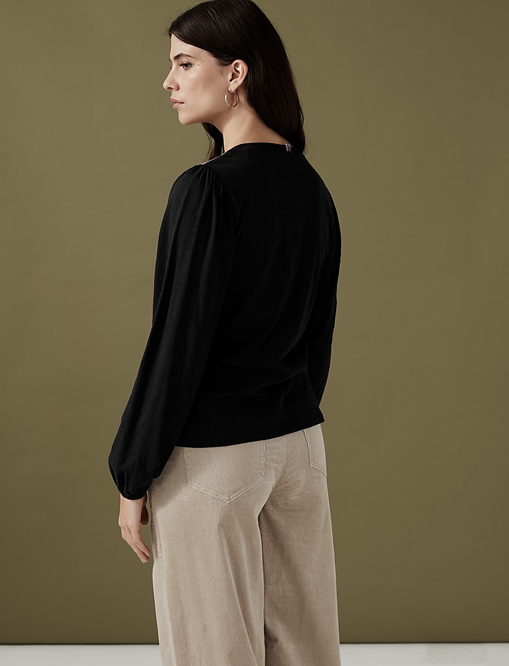 Pure Cotton Embroidered Long Sleeve Top