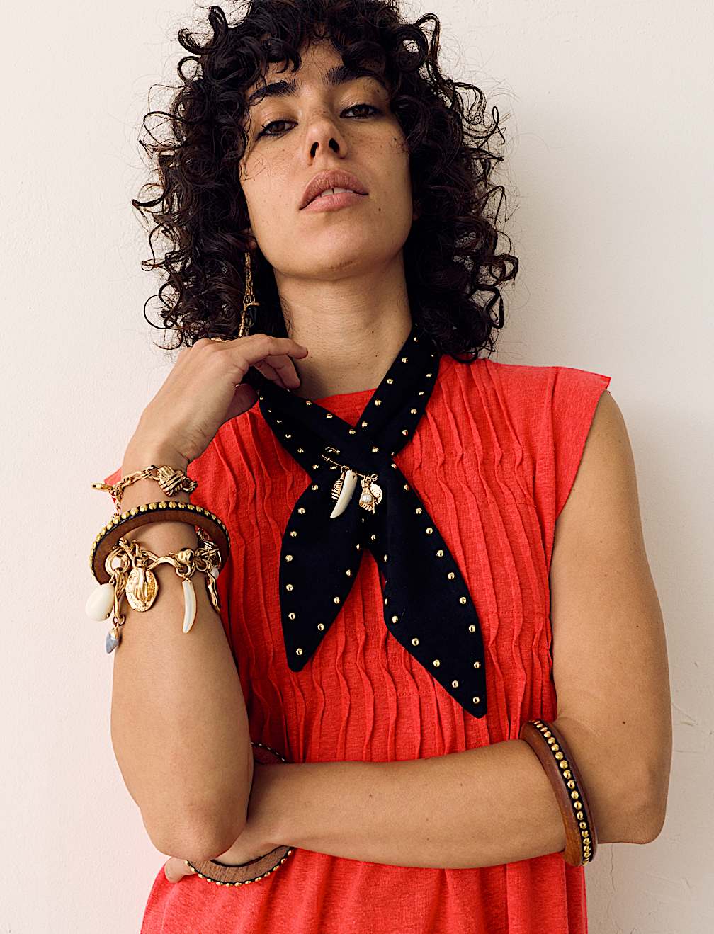 Linen Blend Pleat Yoke Top