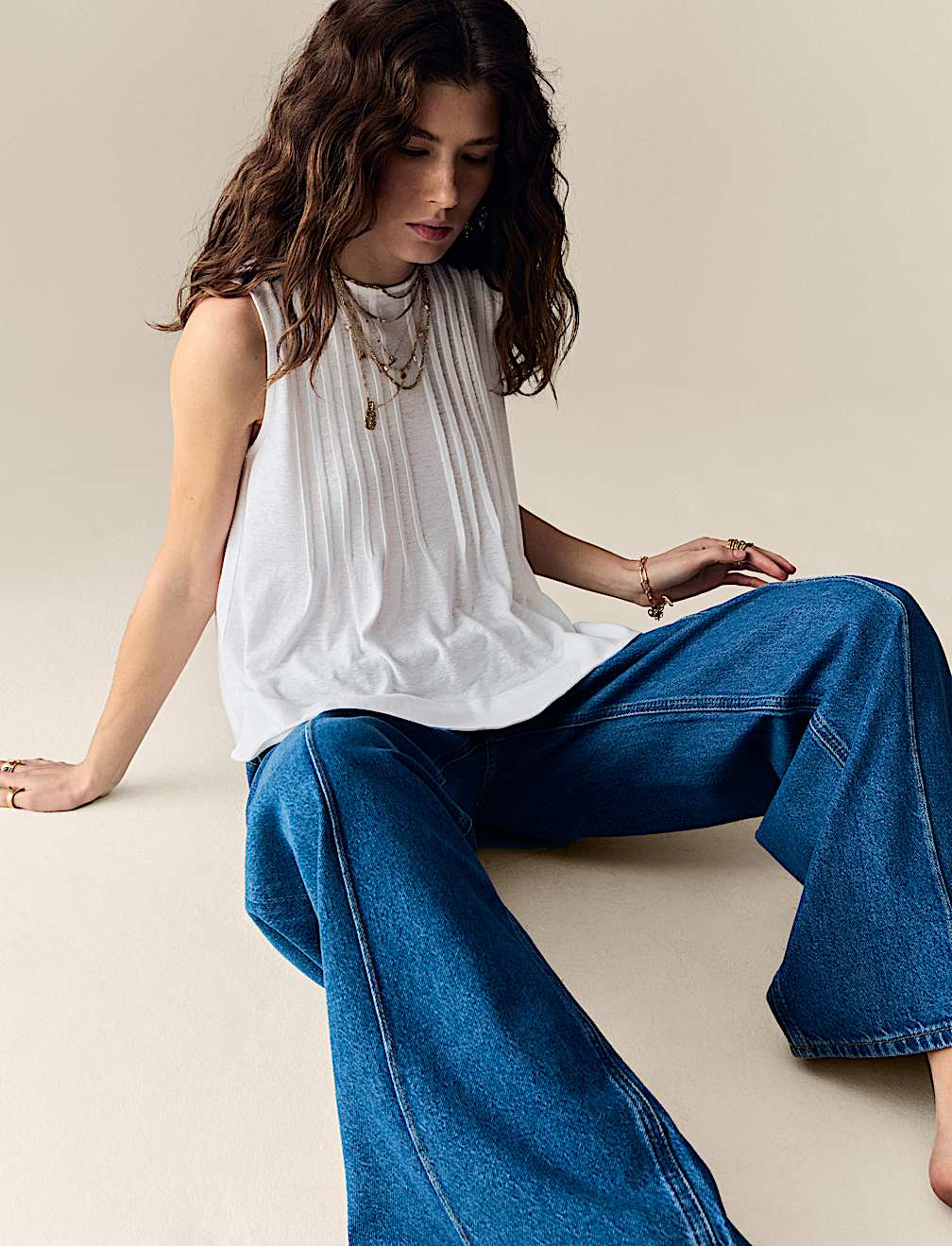 Plisse Pintuck Top