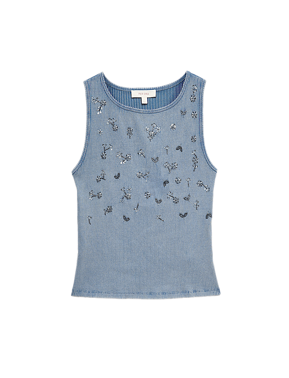 Cotton Rich Jersey Ribbed Embellished Vest