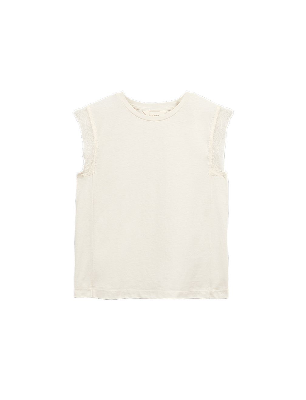 Cotton Rich Lace Trim Tank Top With Linen