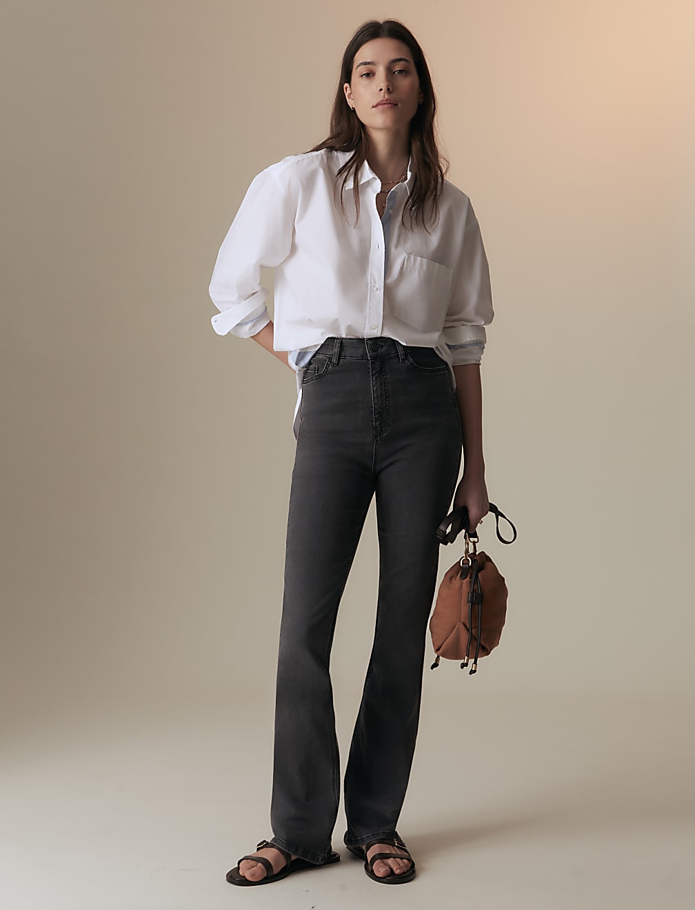 Lyocell Rich High Waisted Slim Flare Jeans