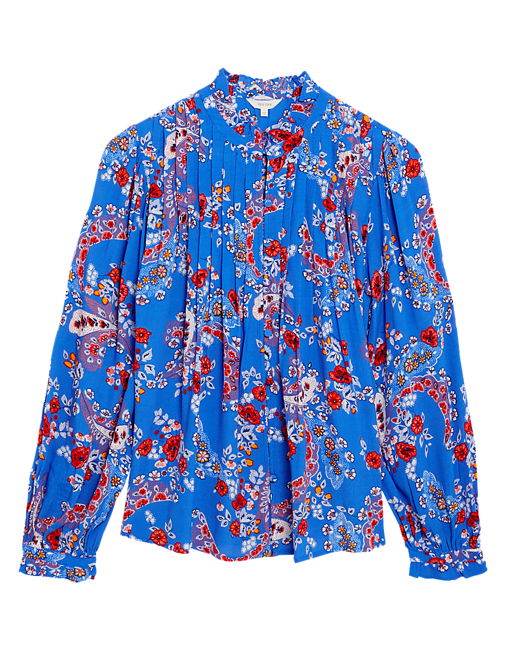 Floral Pintuck Long Sleeve Blouse