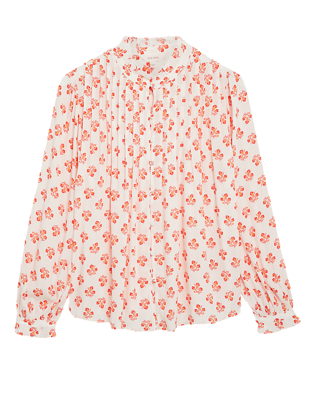 Floral Pintuck Long Sleeve Blouse