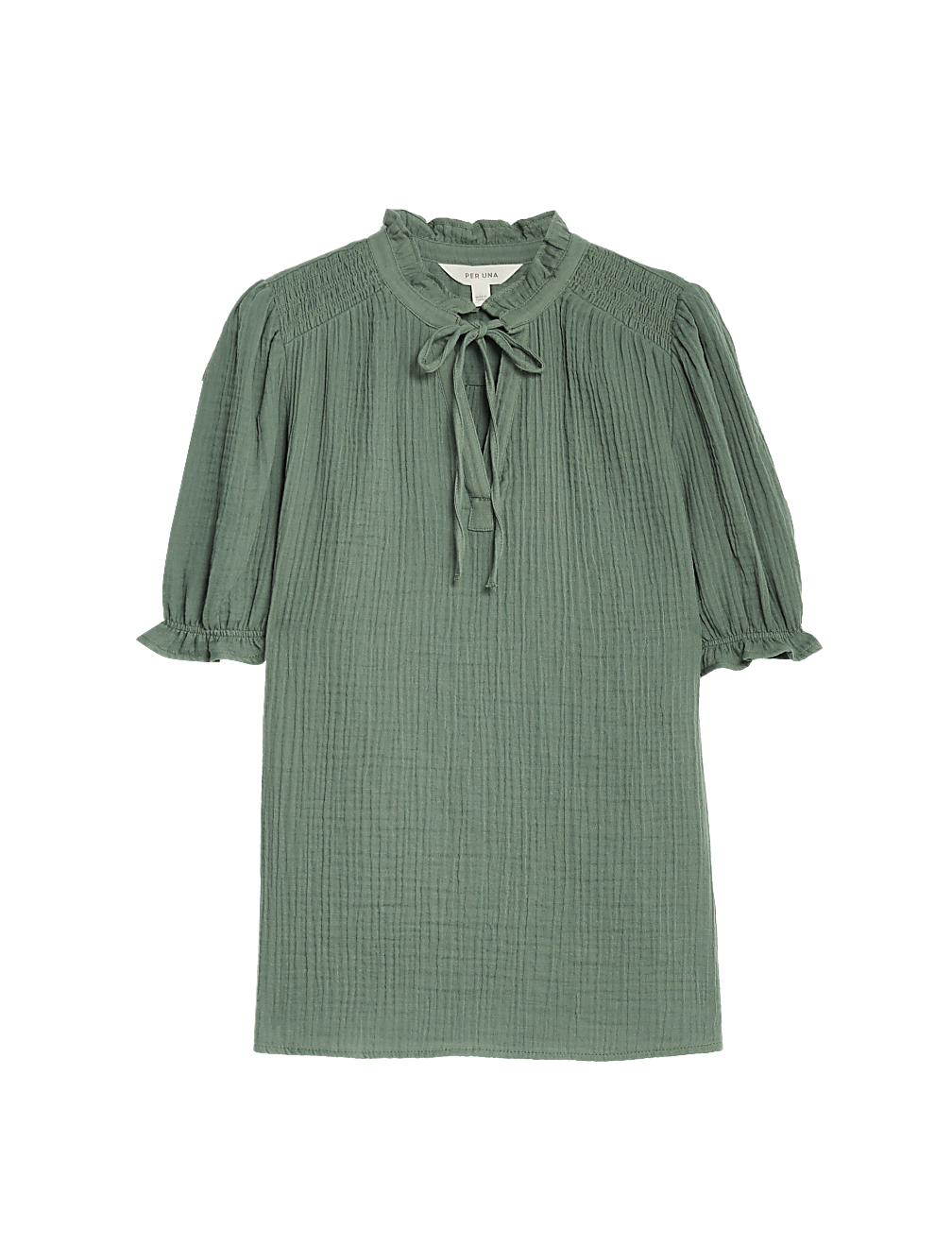 Pure Cotton Textured Notch Neck Blouse