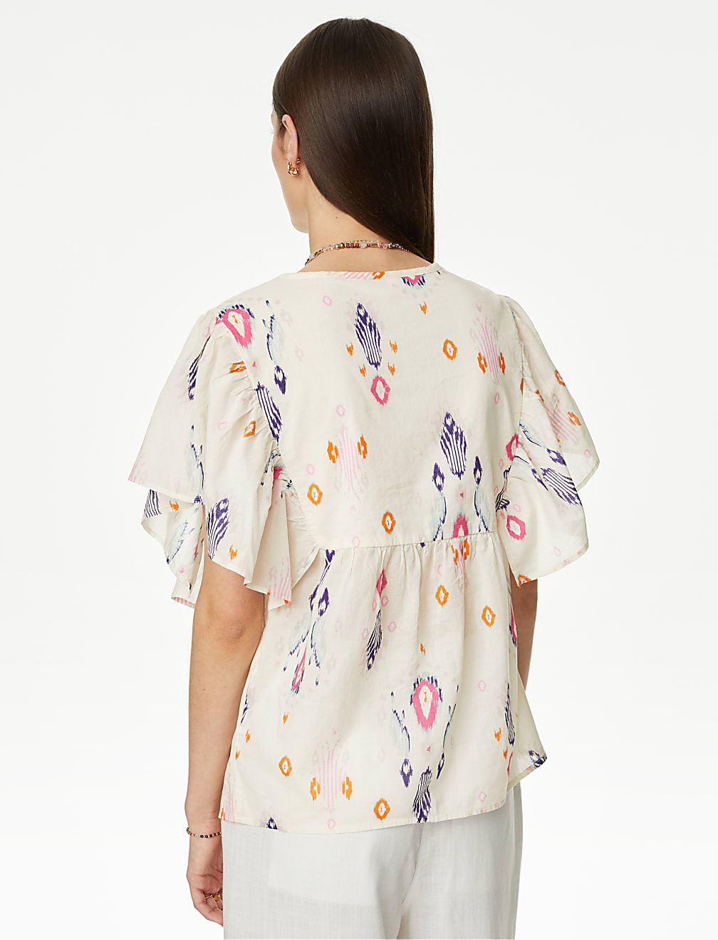 Pure Cotton Printed Notch Neck Blouse