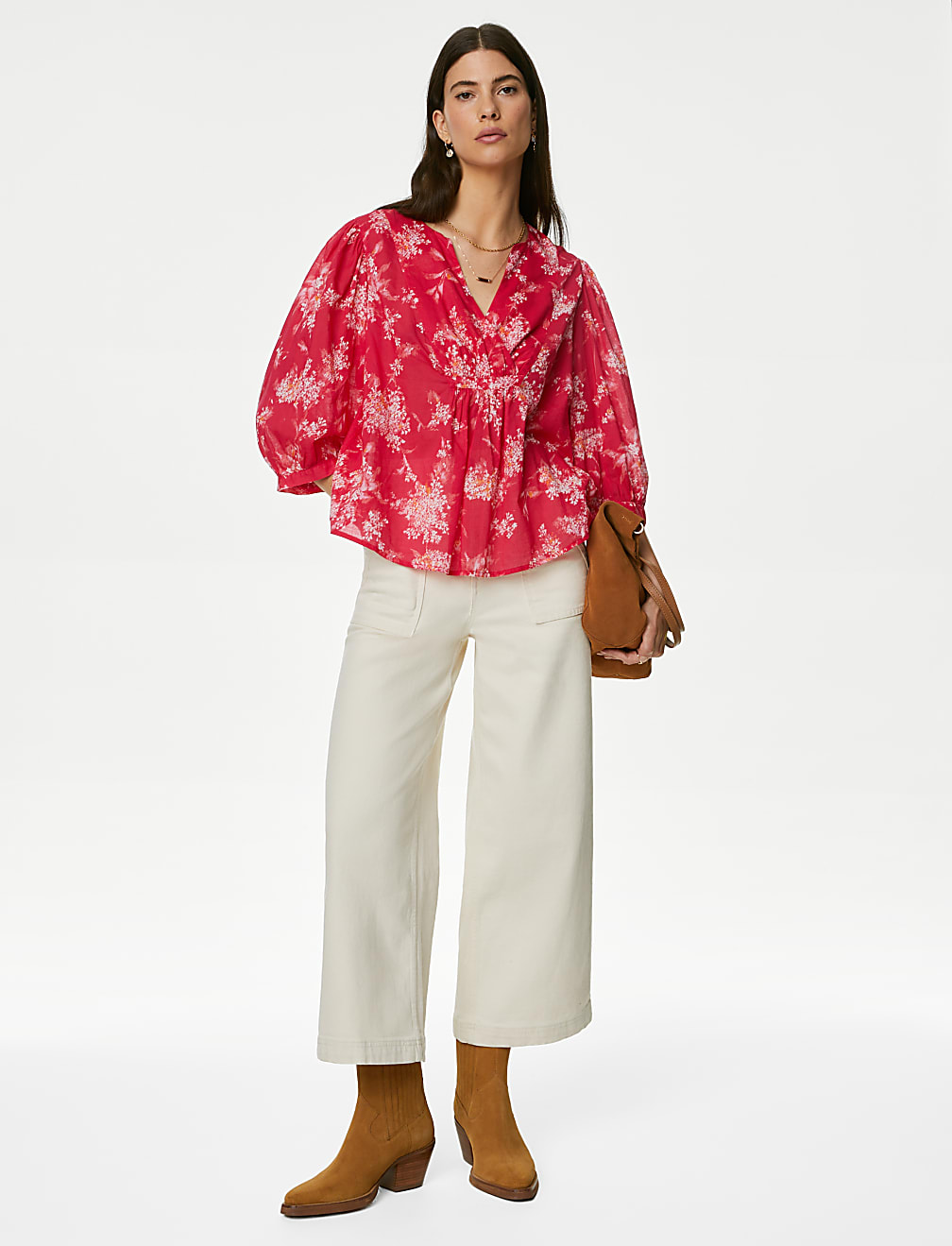 Pure Cotton Printed Notch Neck Blouse