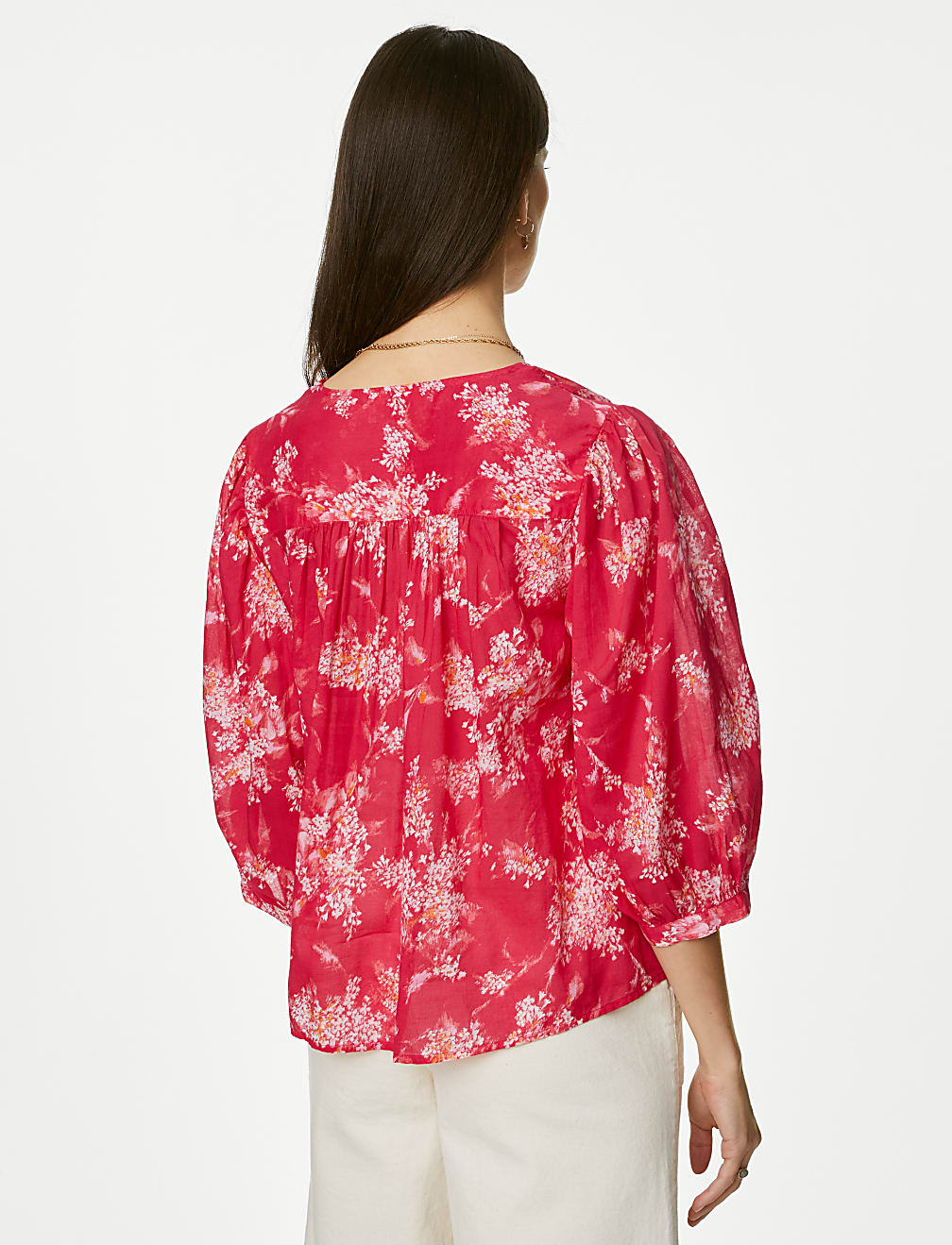 Pure Cotton Printed Notch Neck Blouse