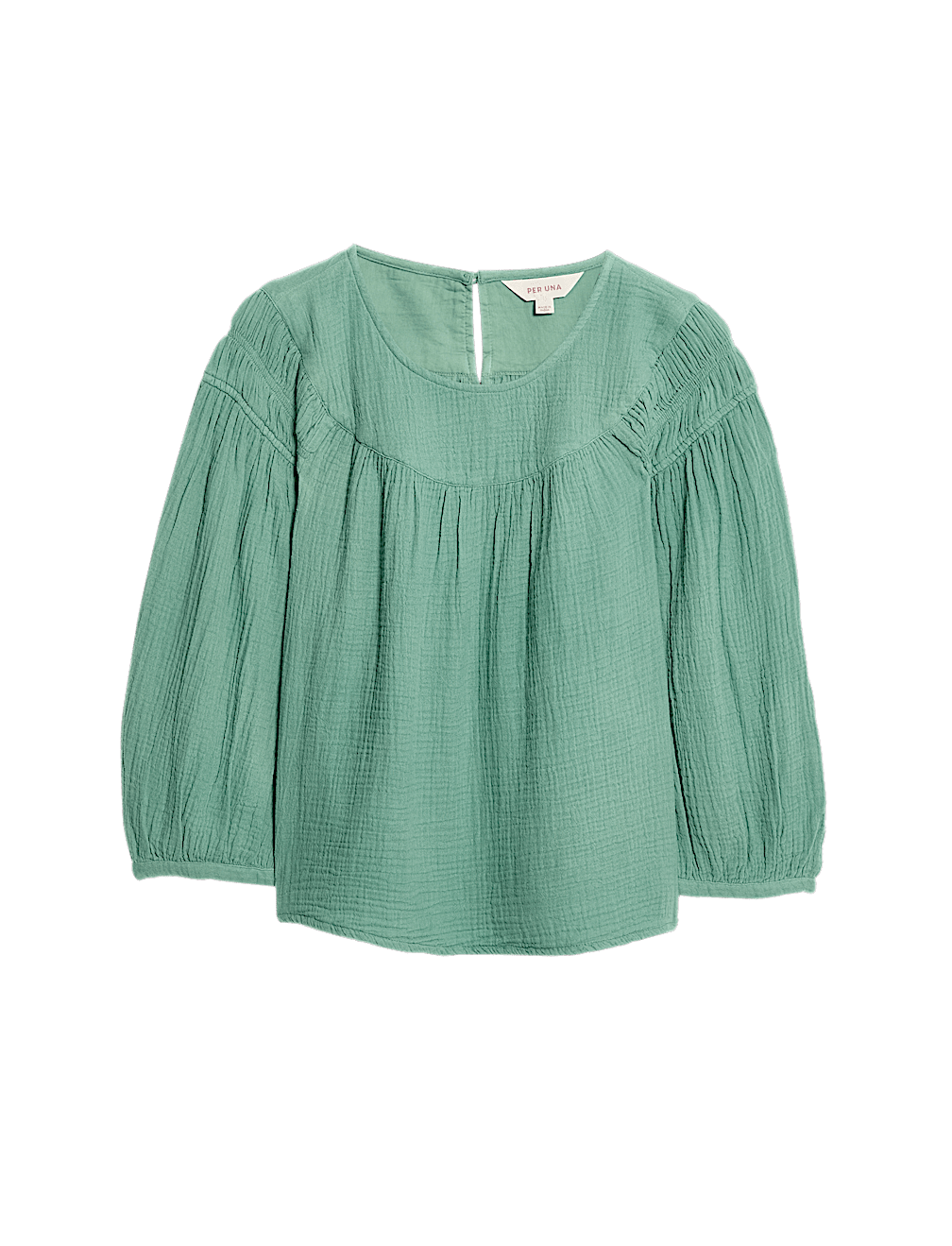 Pure Cotton Blouson Sleeve Popover Blouse