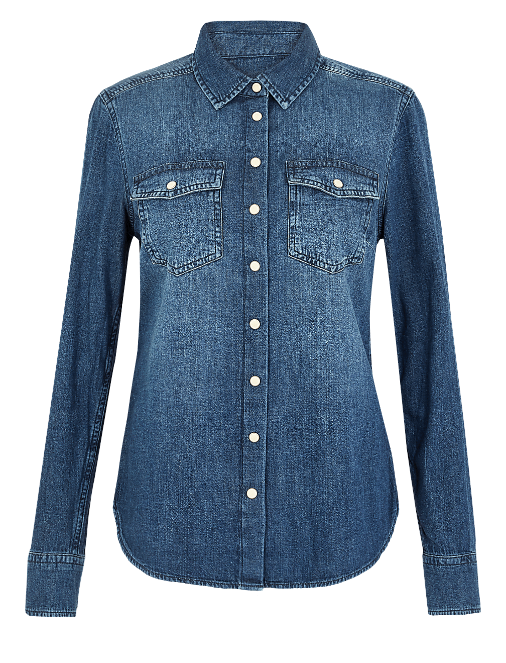 Pure Cotton Button Detail Long Sleeve Shirt