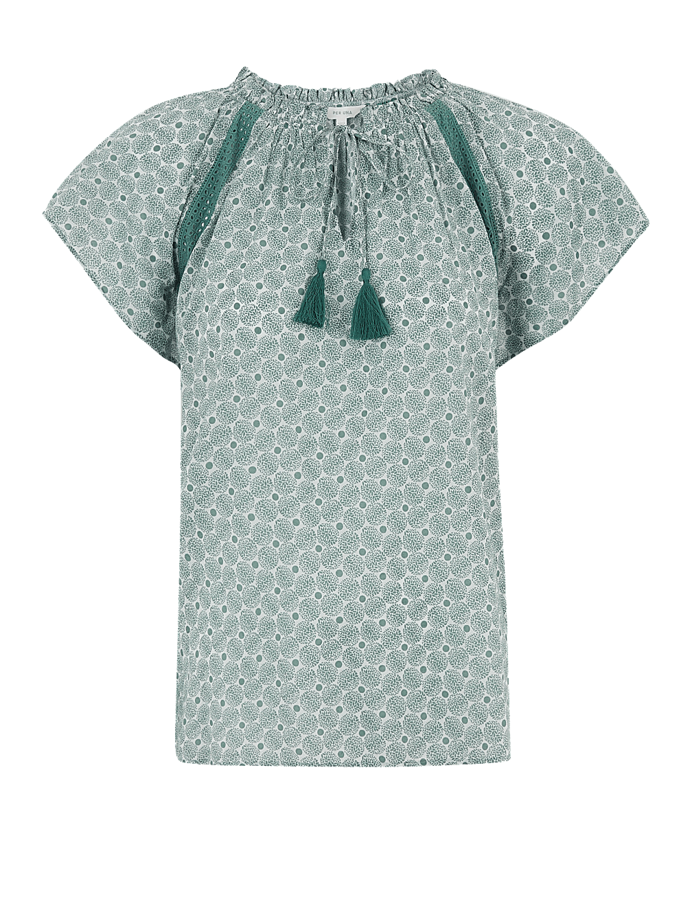 Pure Cotton Leaf Print Short Sleeve Blouse