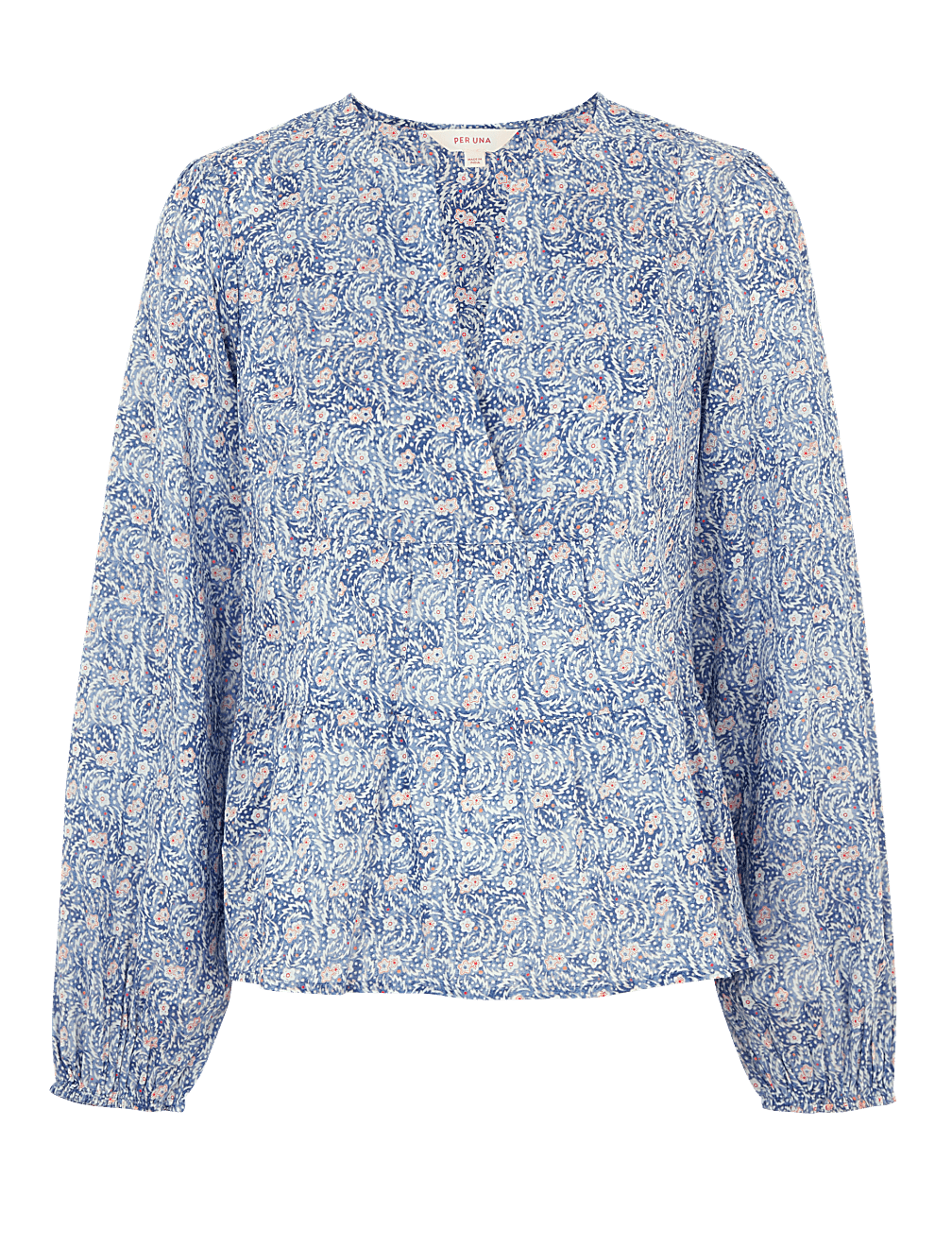 Pure Cotton Floral Blouson Sleeve Blouse