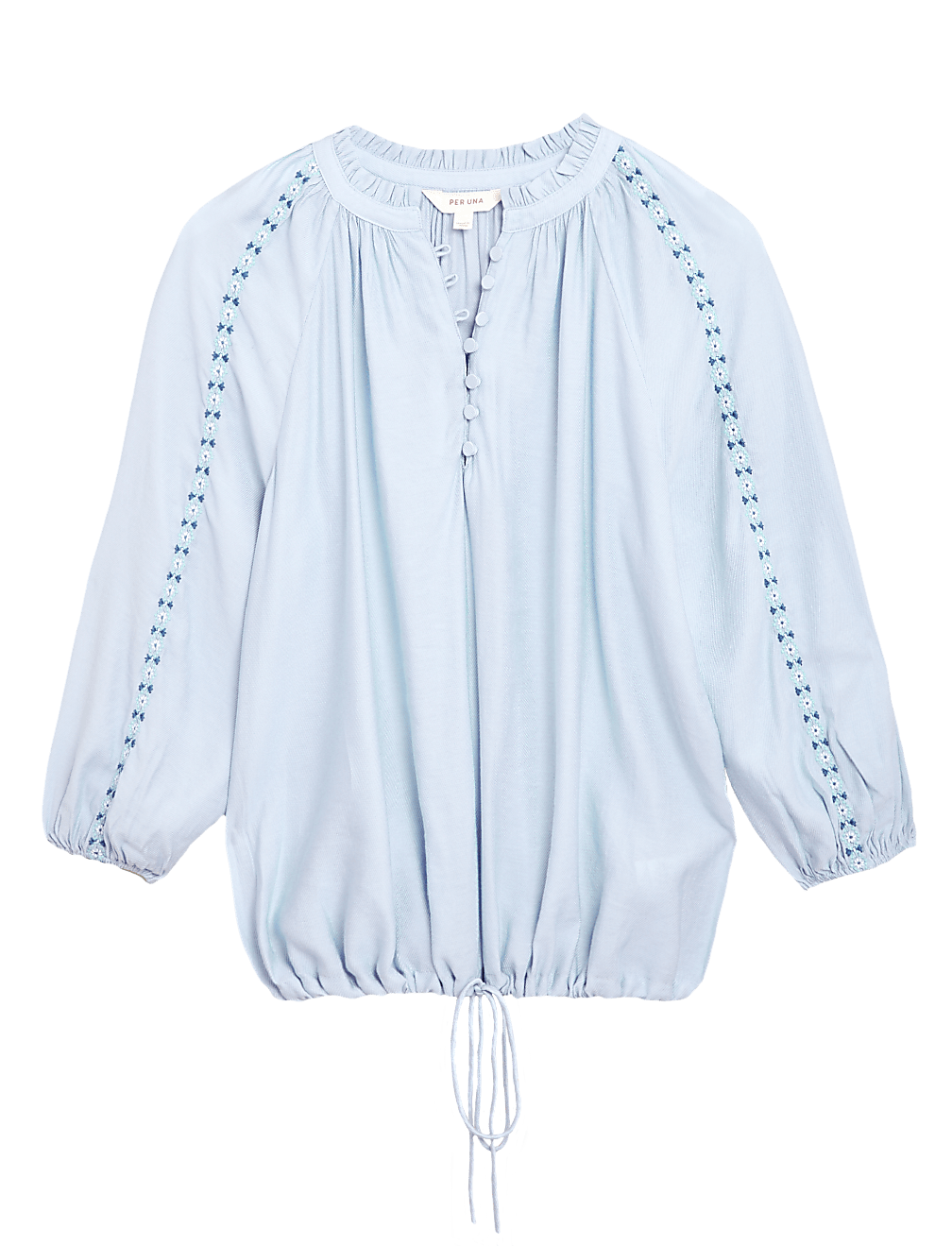Embroidered Relaxed Blouson Sleeve Blouse