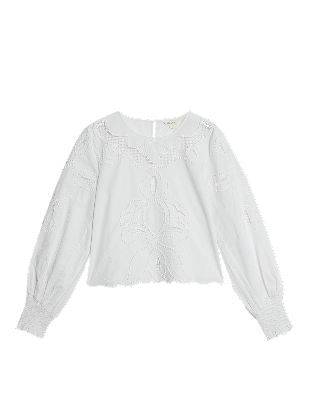 Pure Cotton Embroidered Crew Neck Blouse