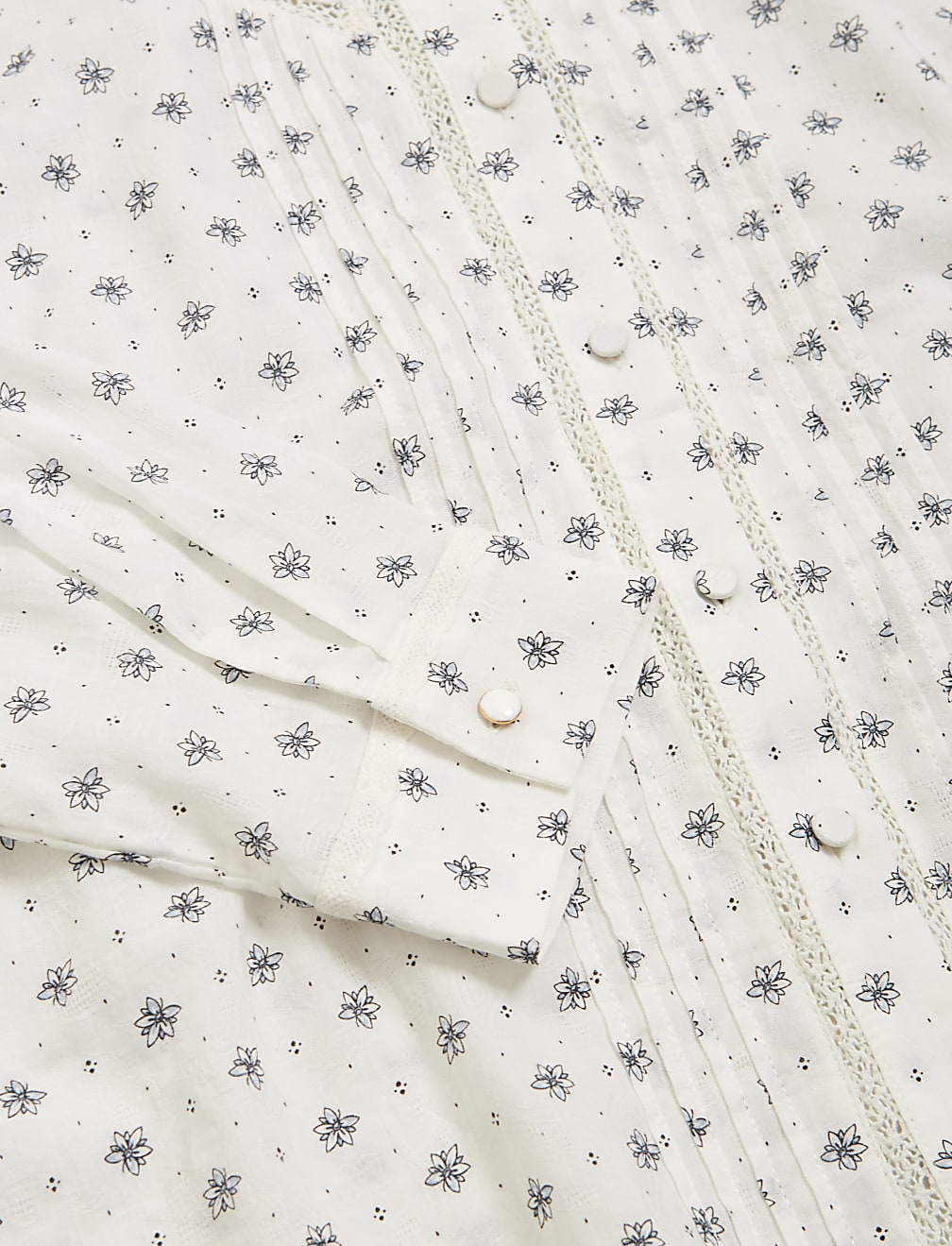 Pure Cotton Floral High Neck Shirt
