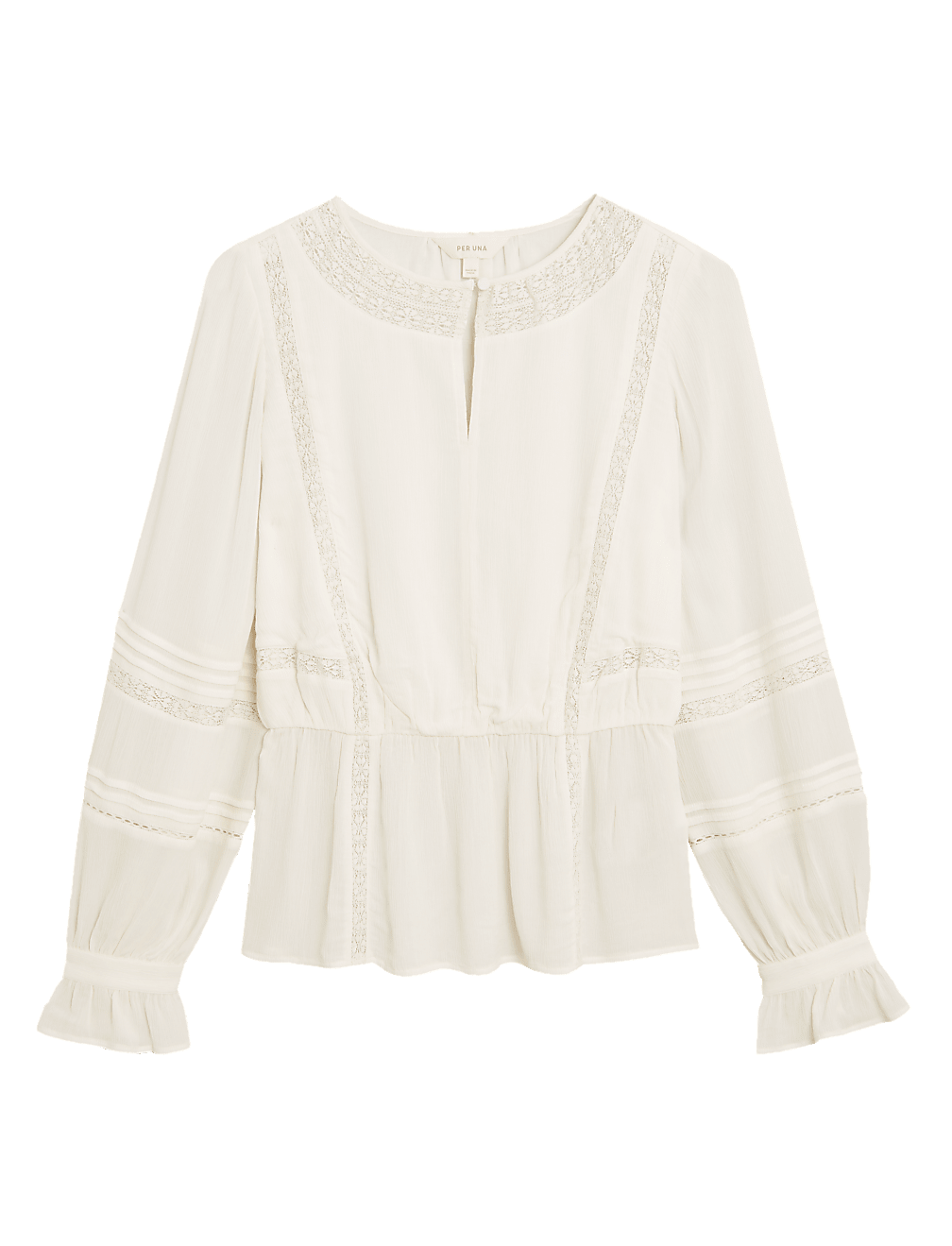 Modal Blend Lace Insert Waisted Blouse