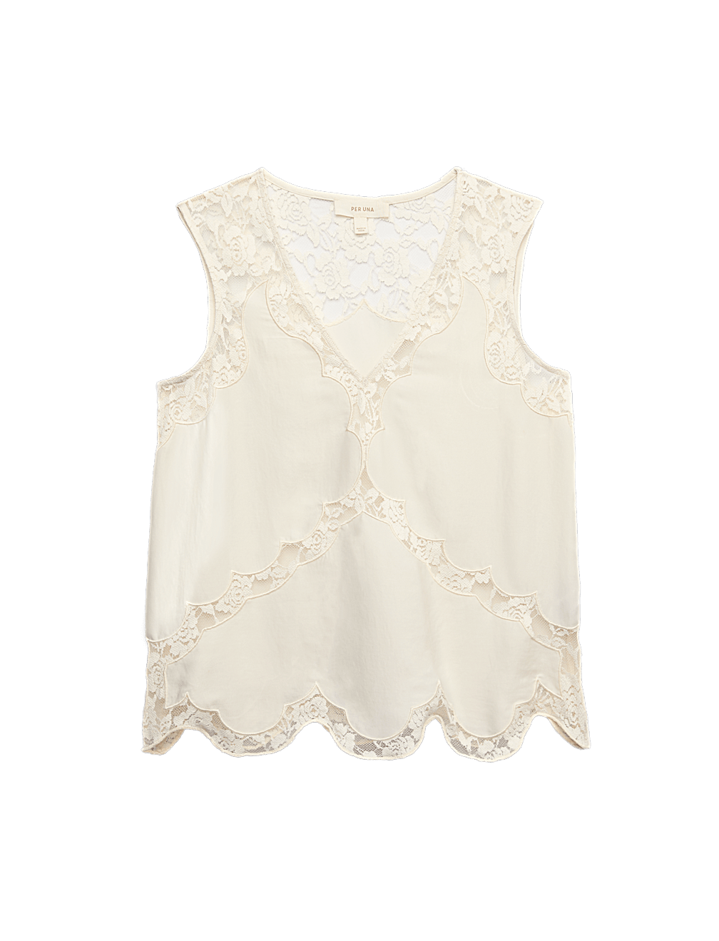 Satin Lace Scallop Trim Cami Top