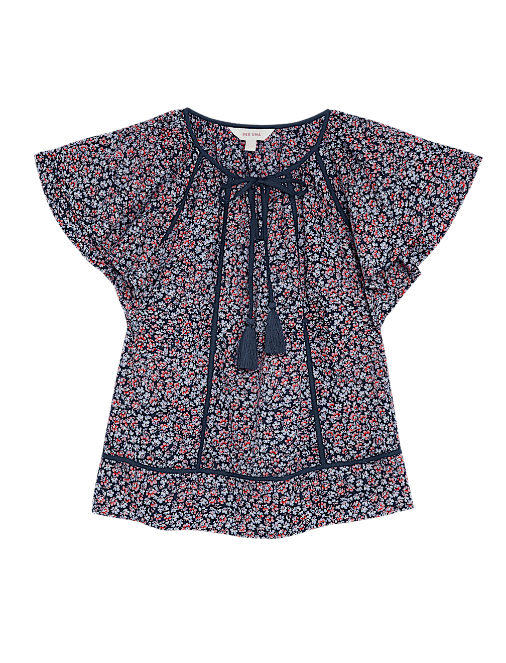Pure Cotton Floral Tie Front Top