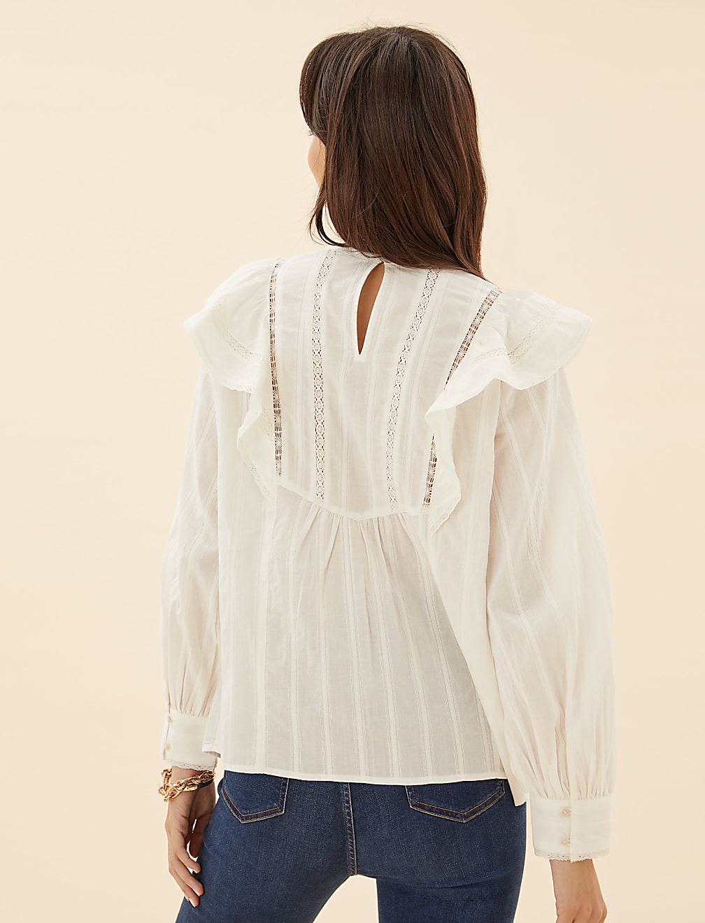 Pure Cotton Lace Insert Blouse