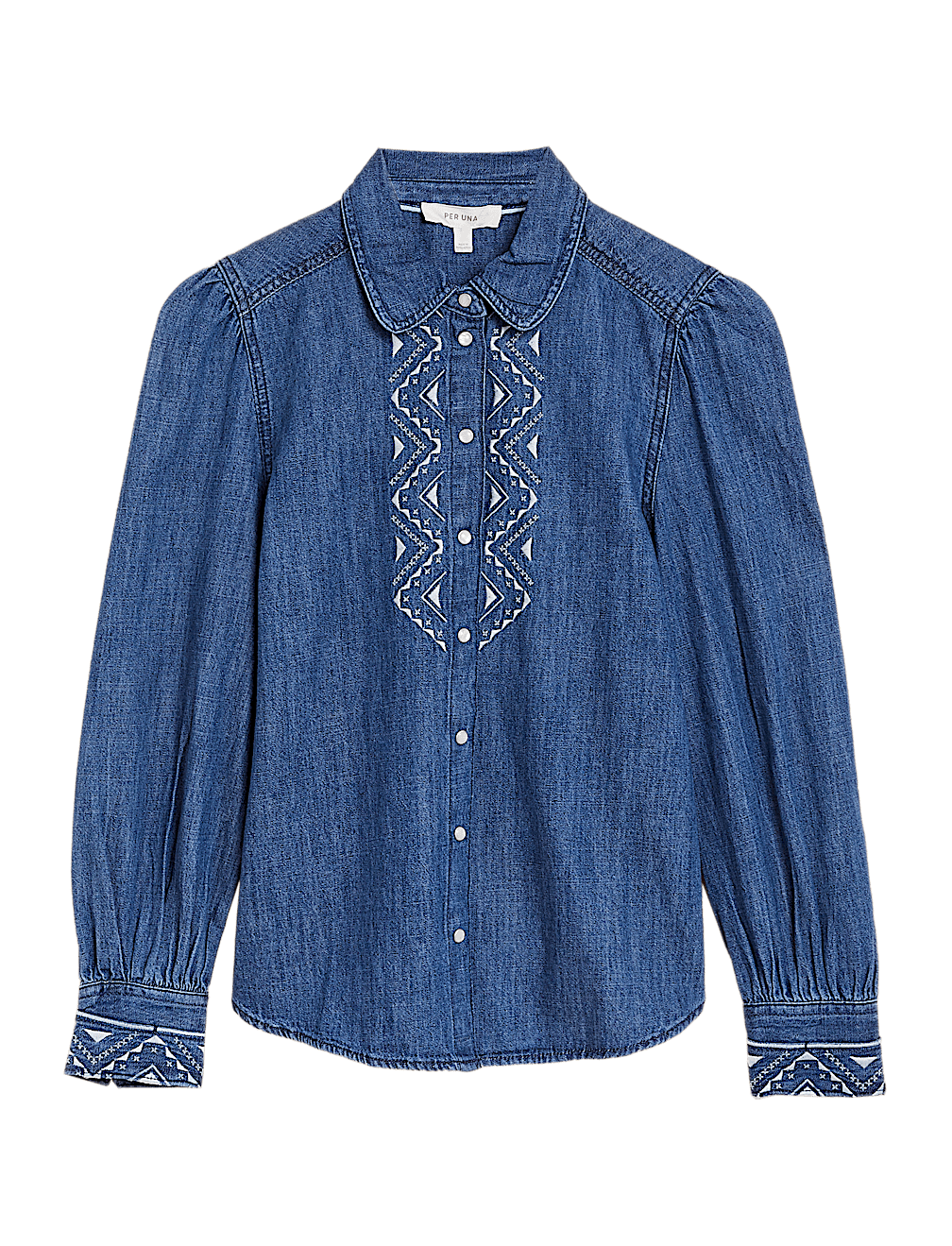 Denim Embroidered Long Sleeve Shirt