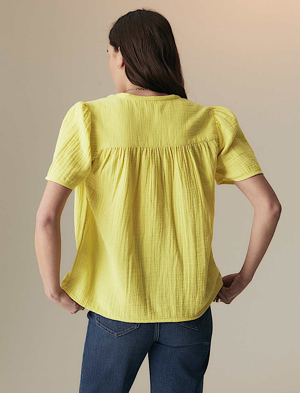 Pure Cotton Textured Tie Neck Blouse