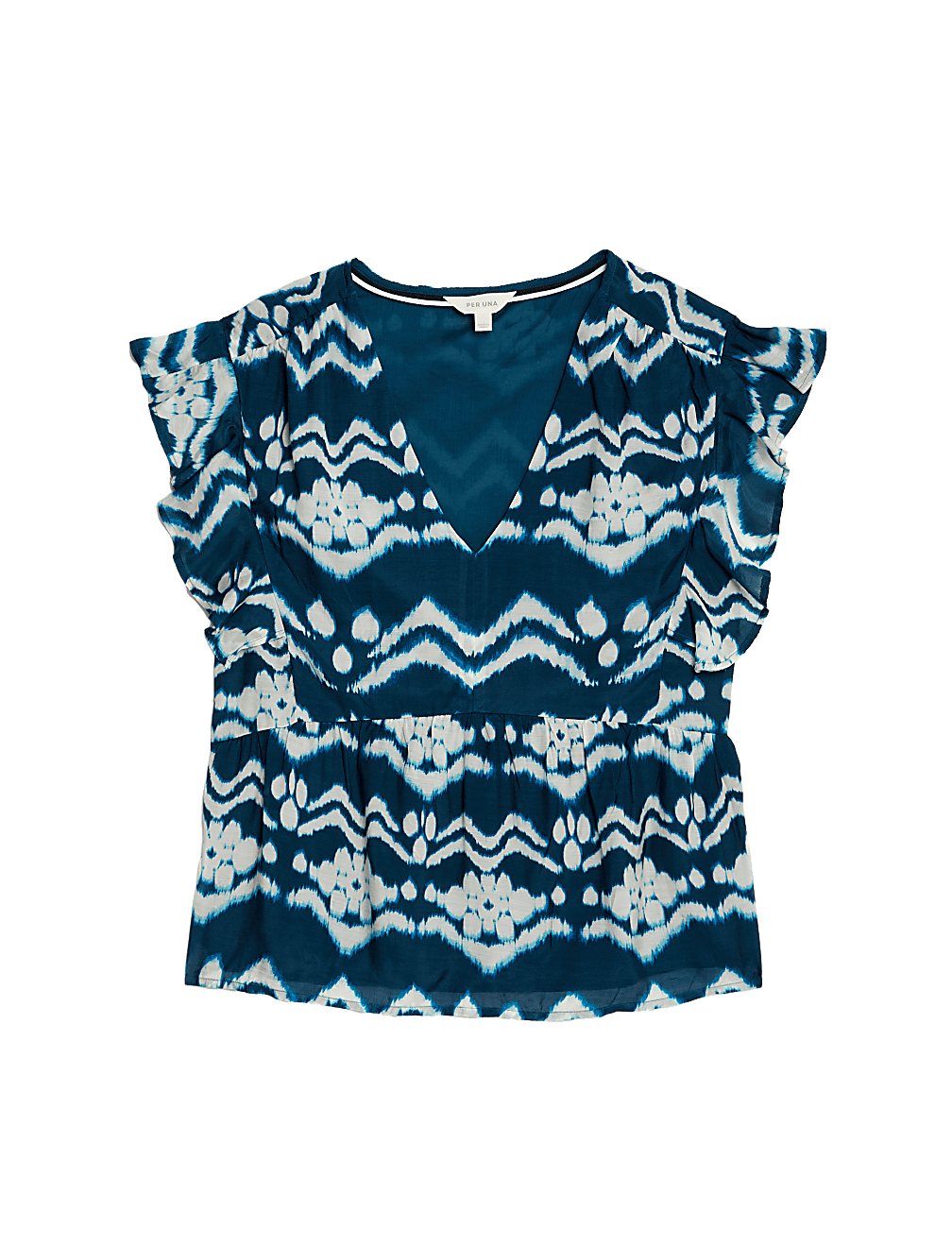 Cupro Blend Printed V Neck Blouse