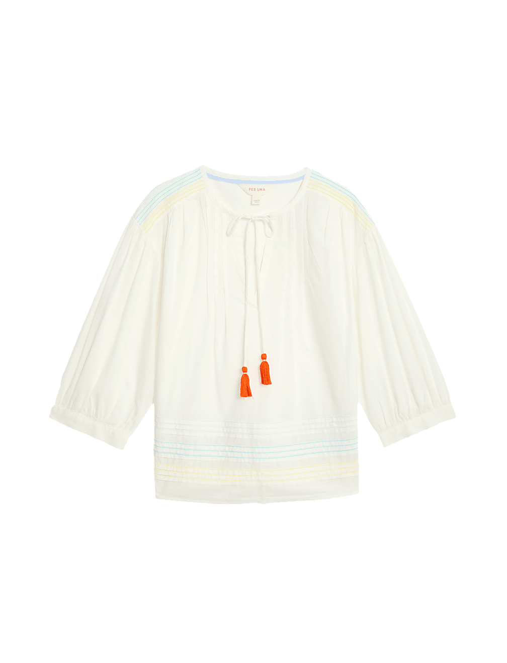 Pure Cotton Tie Neck Pintuck Blouse