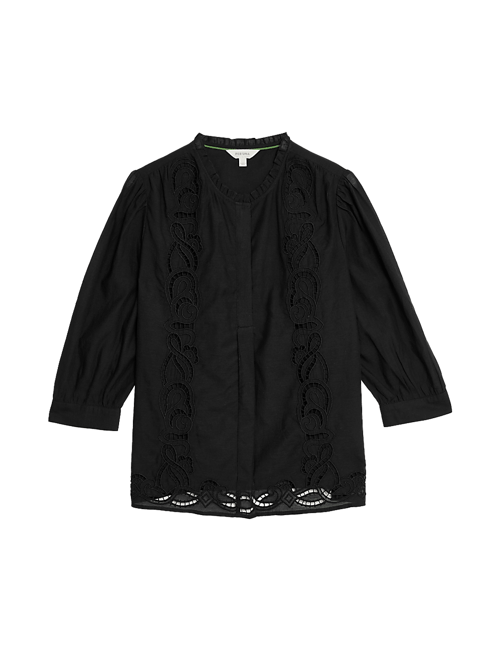 Cotton Rich Embroidered Frill Detail Blouse