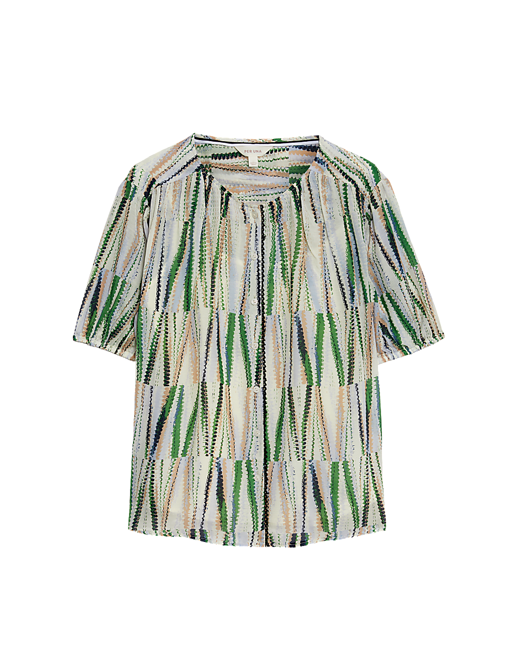 Cupro Rich Printed Short Sleeve Blouse