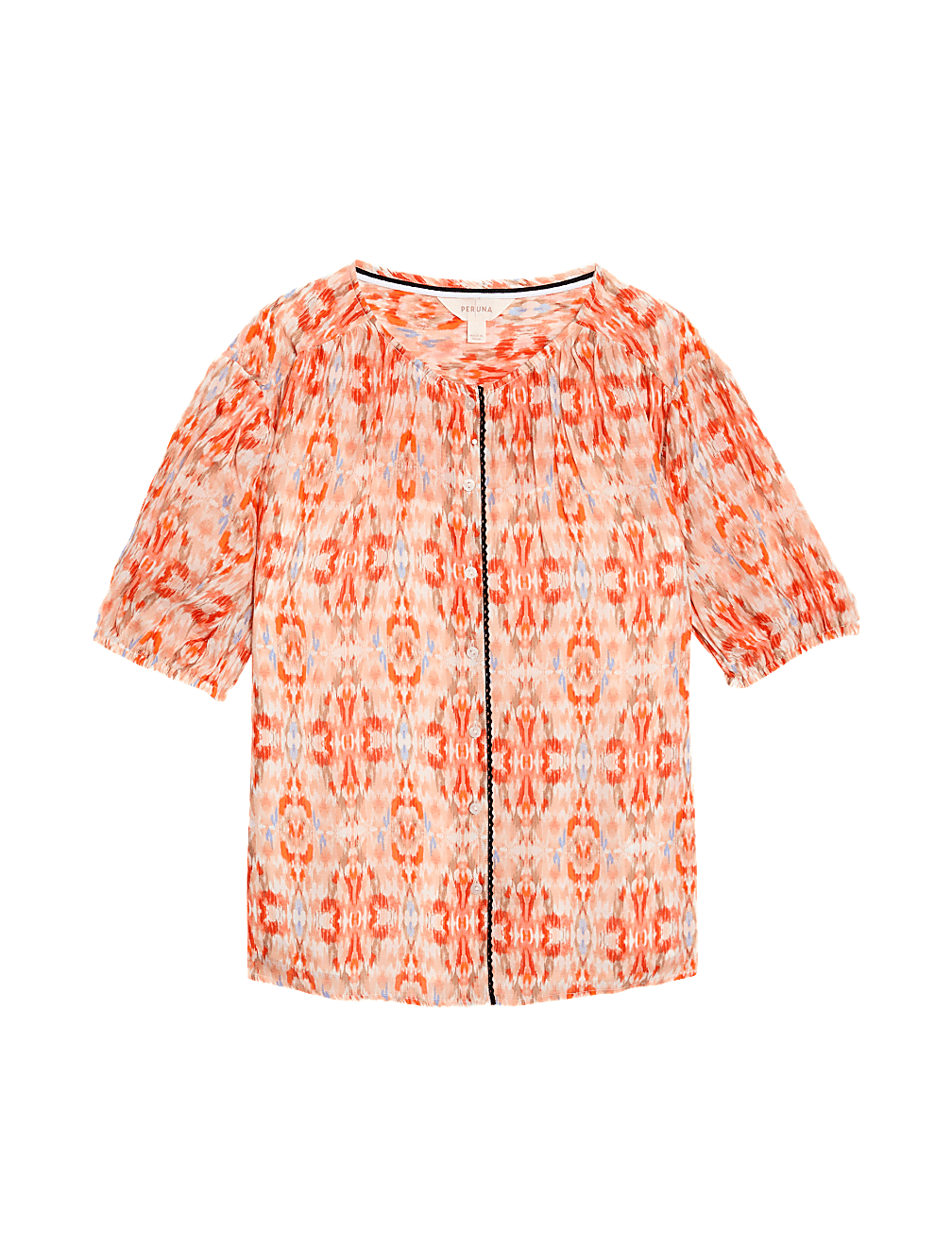 Cupro Rich Printed Short Sleeve Blouse