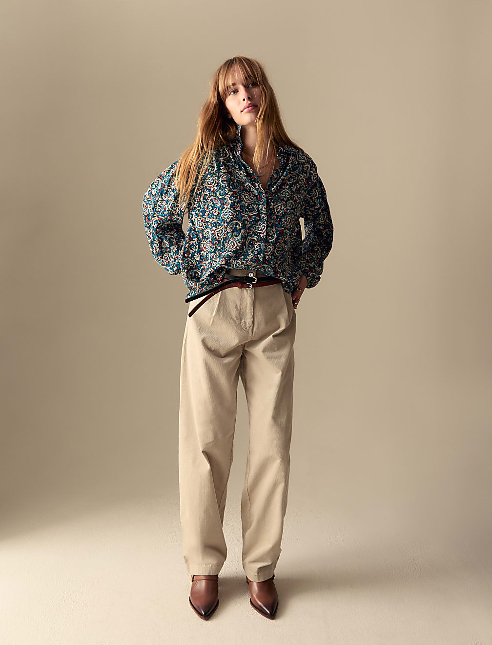 Printed Collared Blouse