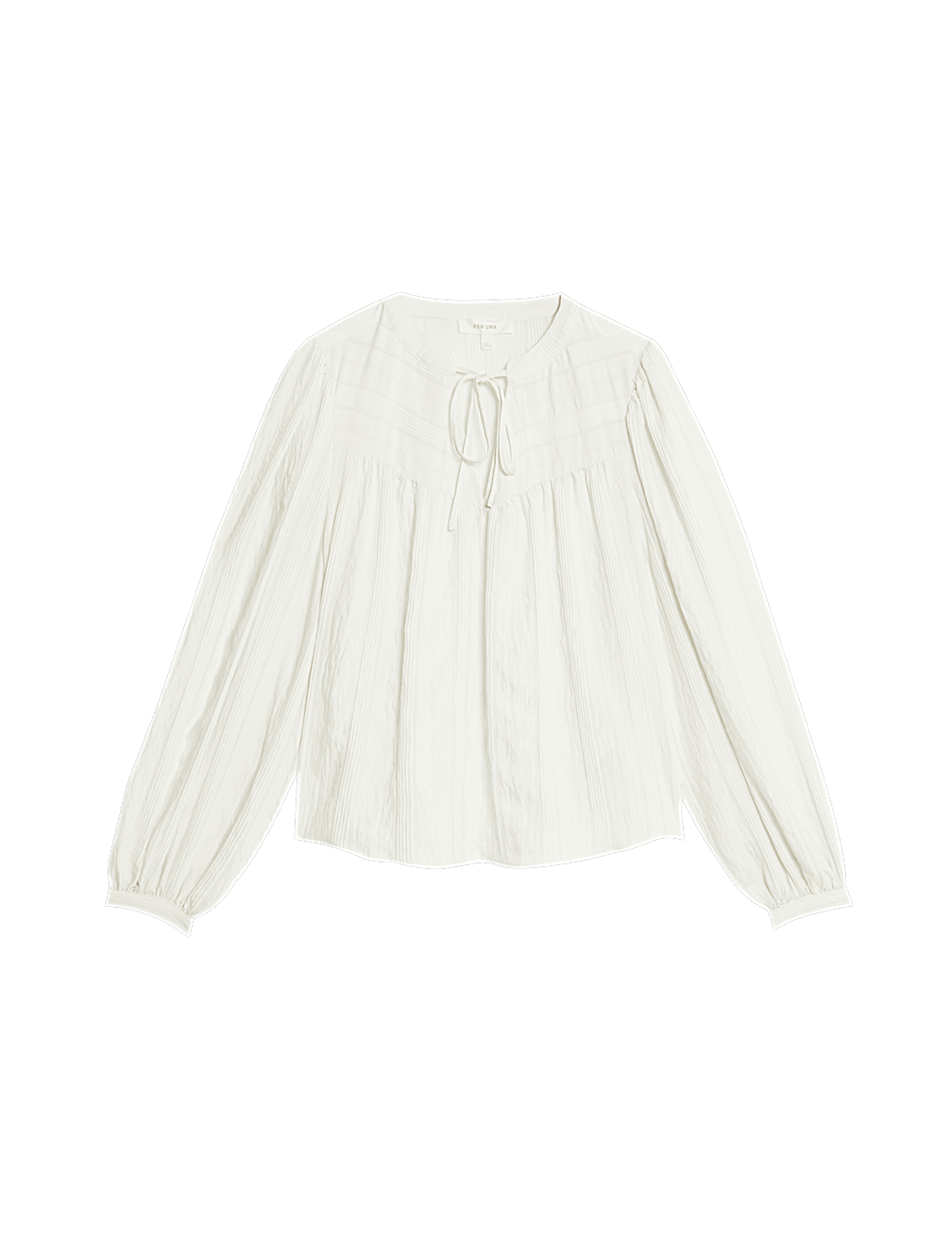 Textured Tie Neck Blouson Sleeve Blouse