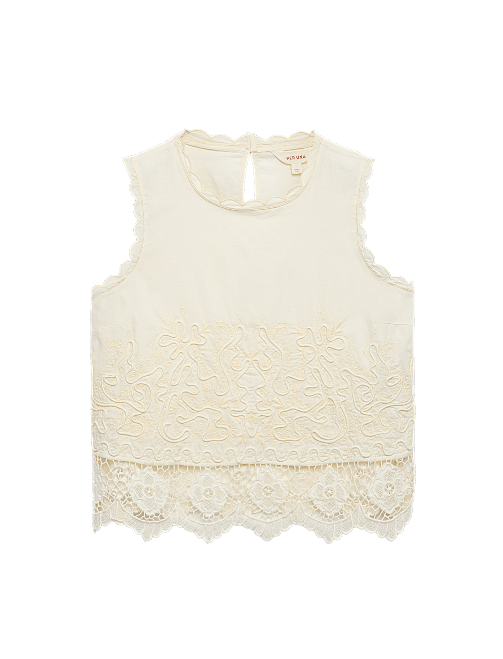 Pure Cotton Corded Embroidered Sleeveless Top