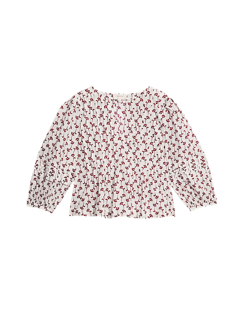 Pure Cotton Printed V-Neck Pintuck Blouse