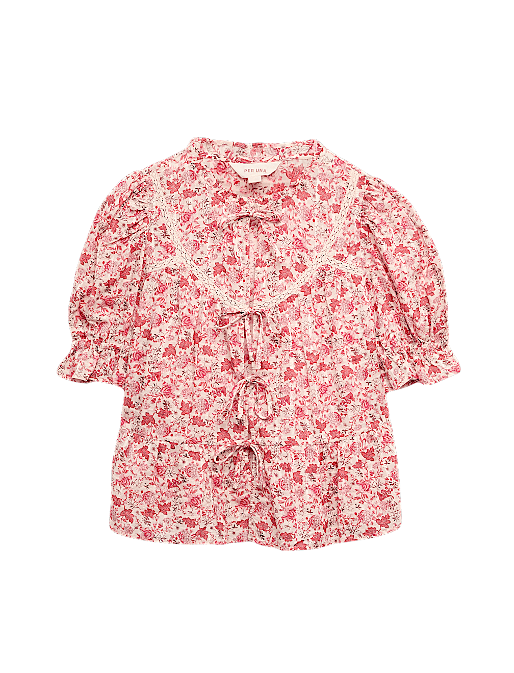 Cotton Rich Printed Tie Front Blouse