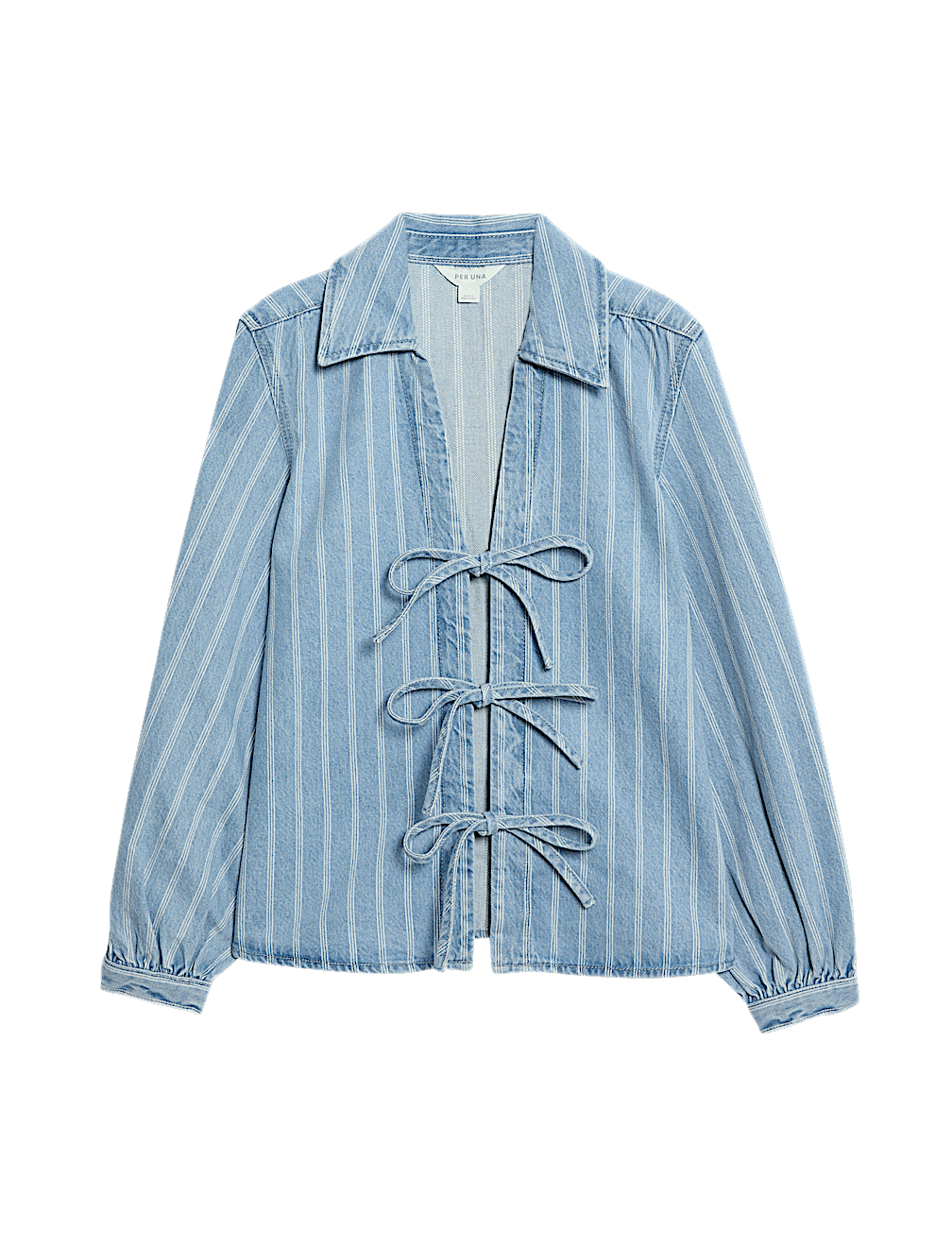 Pure Cotton Striped Tie Front Shacket