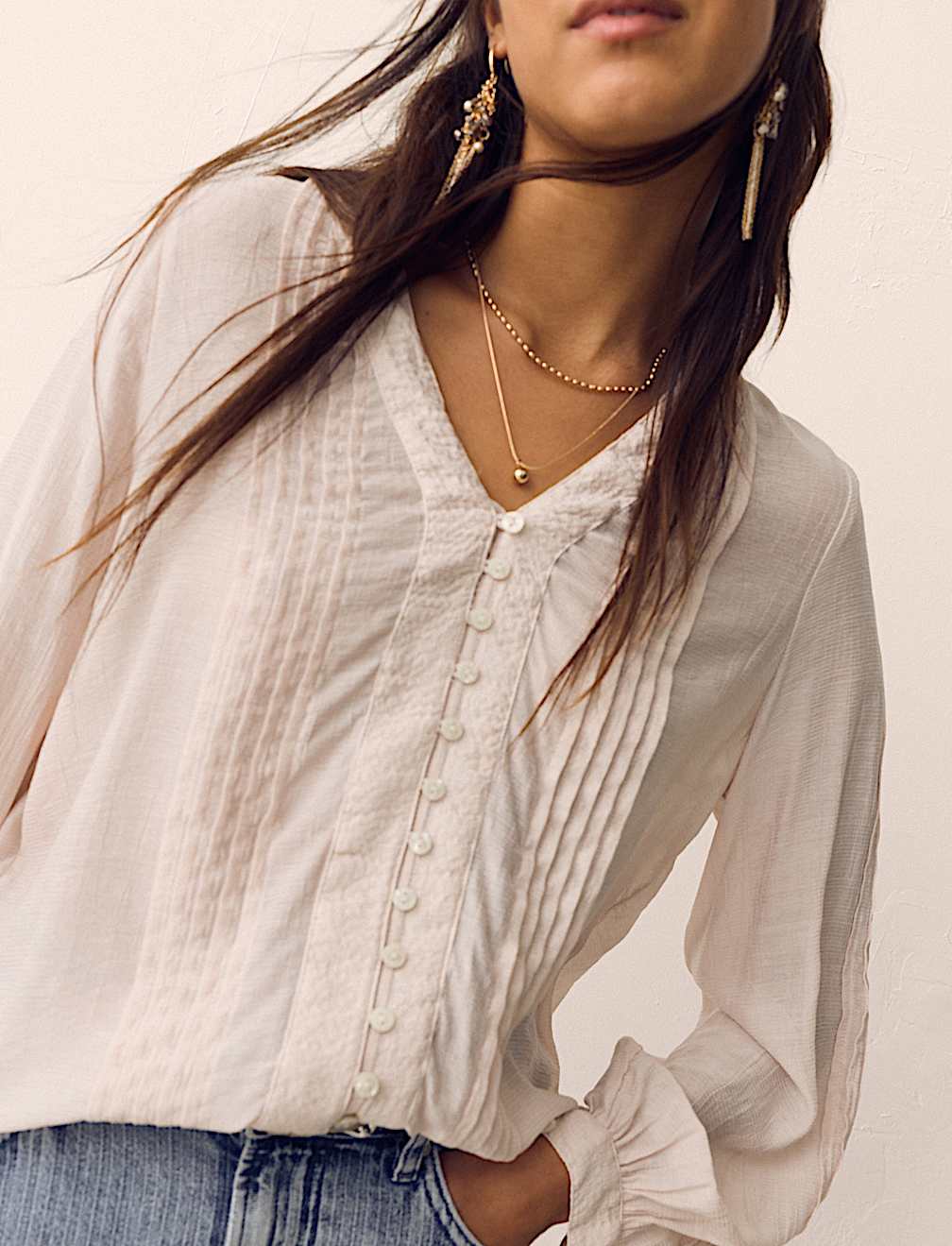 Textured V-Neck Blouse