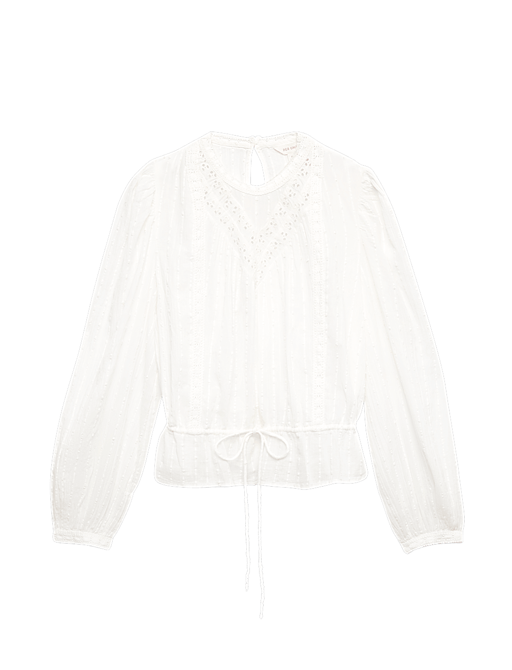 Pure Cotton Textured Tie Waist Blouse