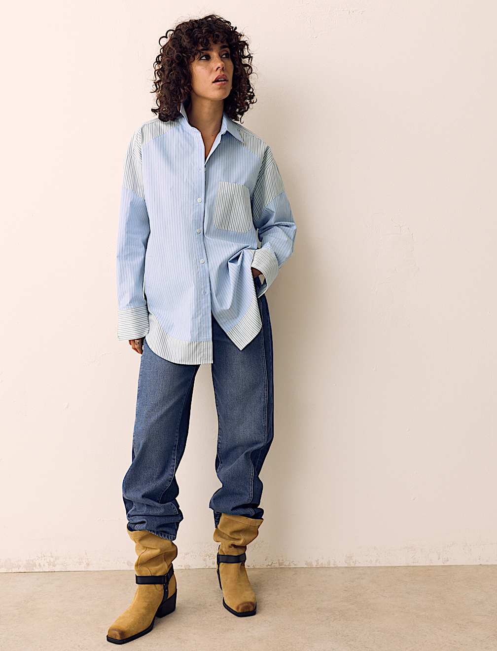 Pure Cotton Striped Oversized Shirt