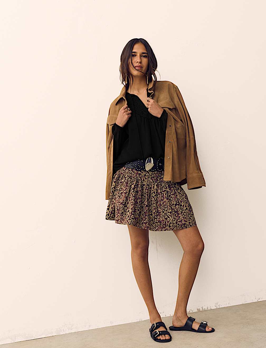 Chiffon Beaded Tie Neck Blouse