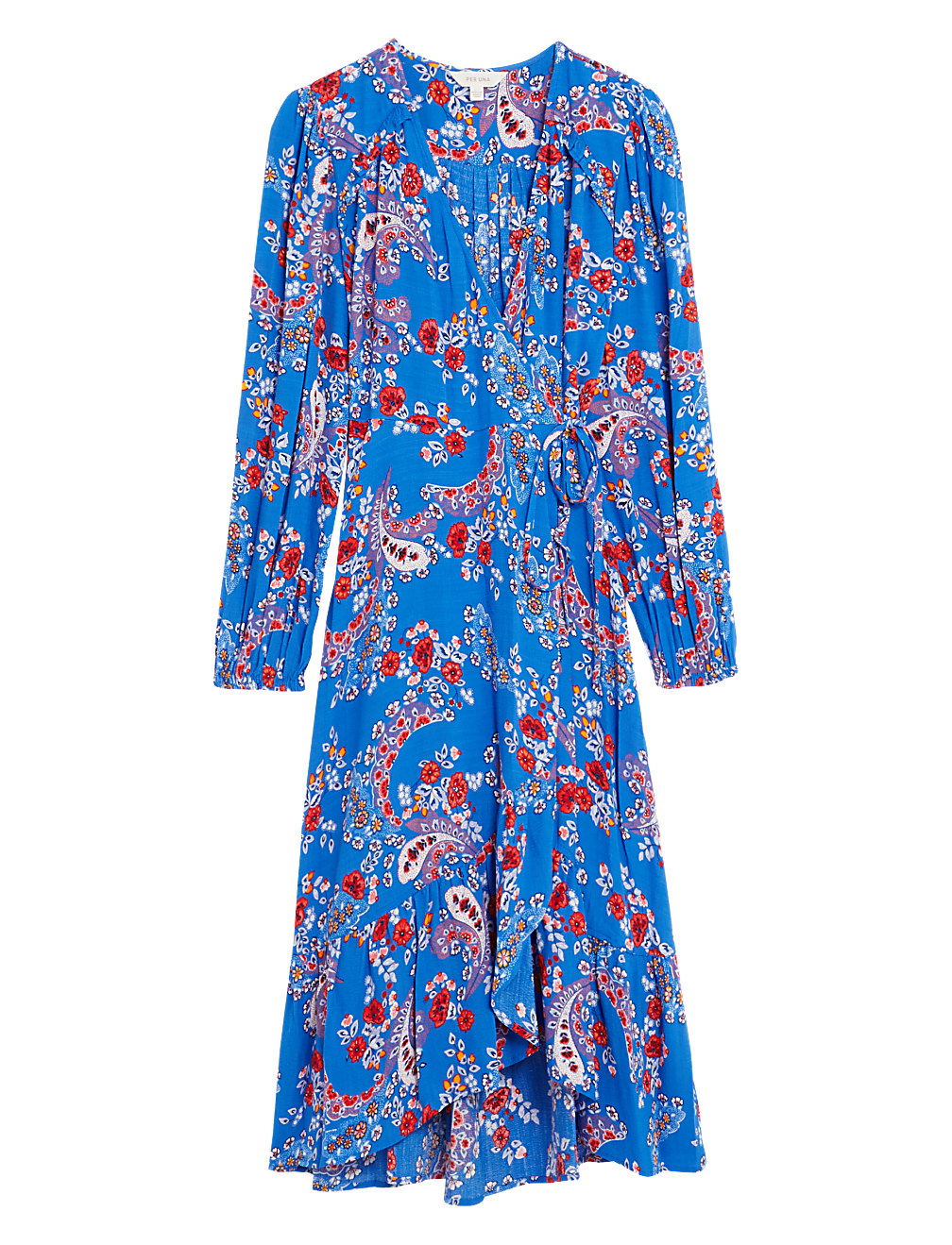 Floral V-Neck Midi Wrap Dress