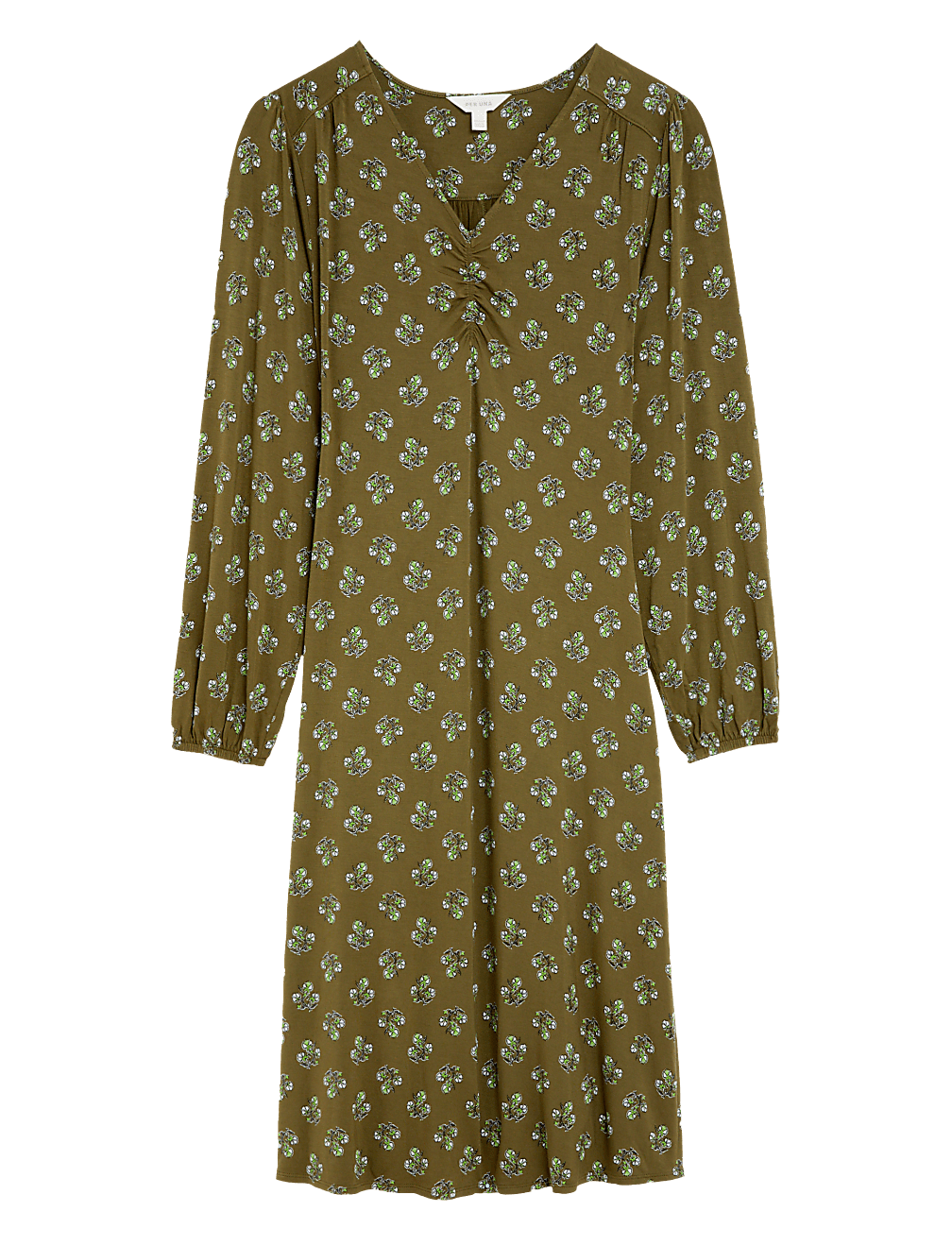 Jersey Floral V-Neck Knee Length Tea Dress
