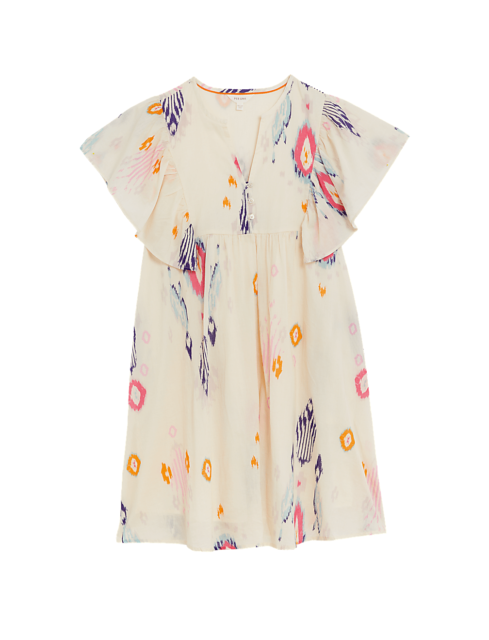 Pure Cotton Printed V-Neck Shift Dress