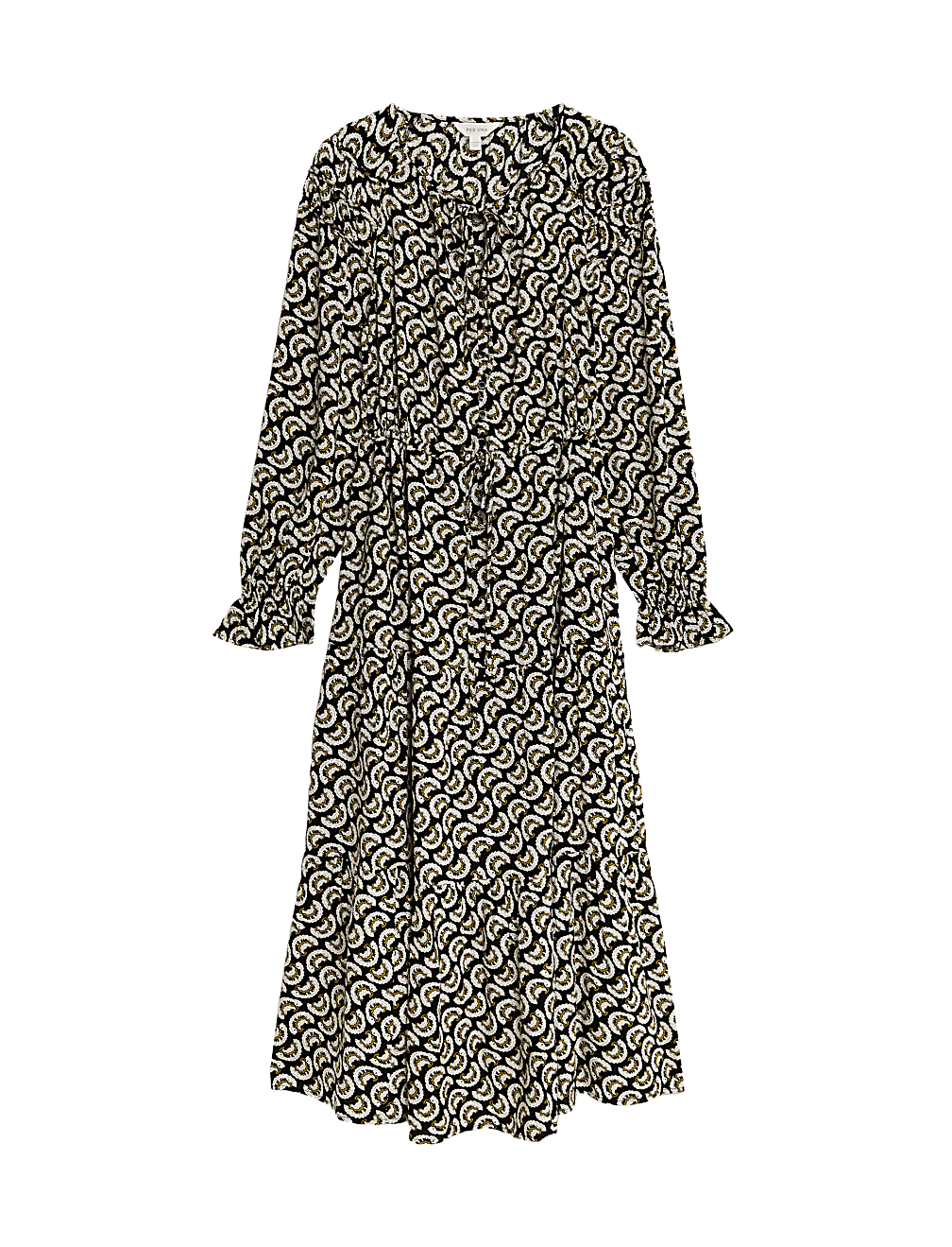 Printed Shirred Midi Tiered Dress