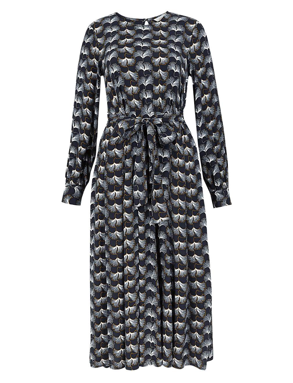 Printed Tie Waist Midi Dress