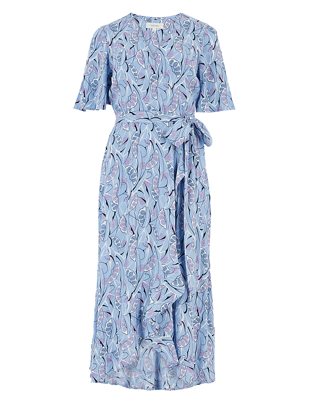Crepe V-Neck Midi Wrap Dress