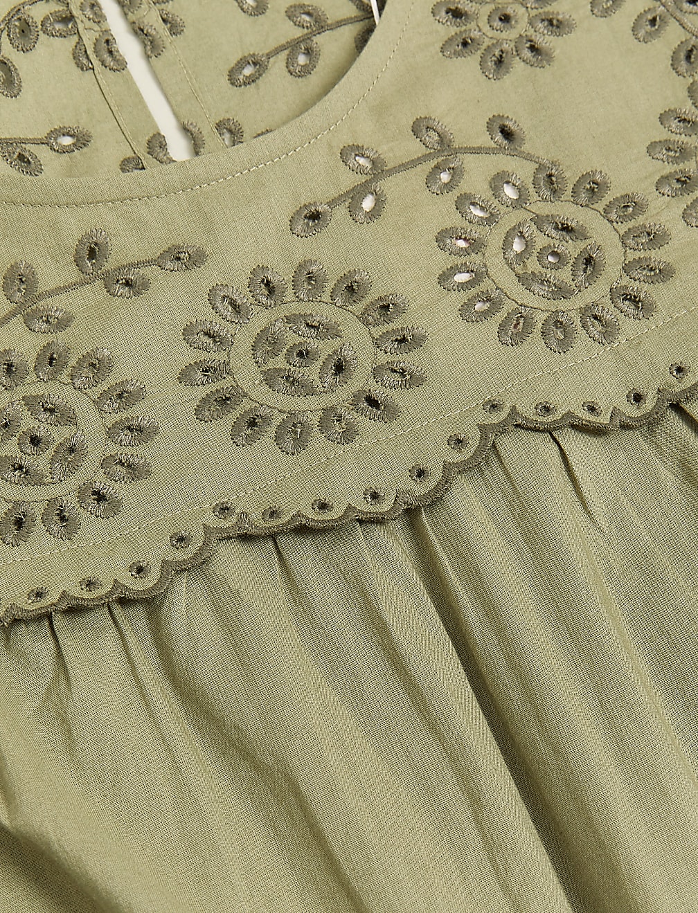 Pure Cotton Embroidered Midi Waisted Dress
